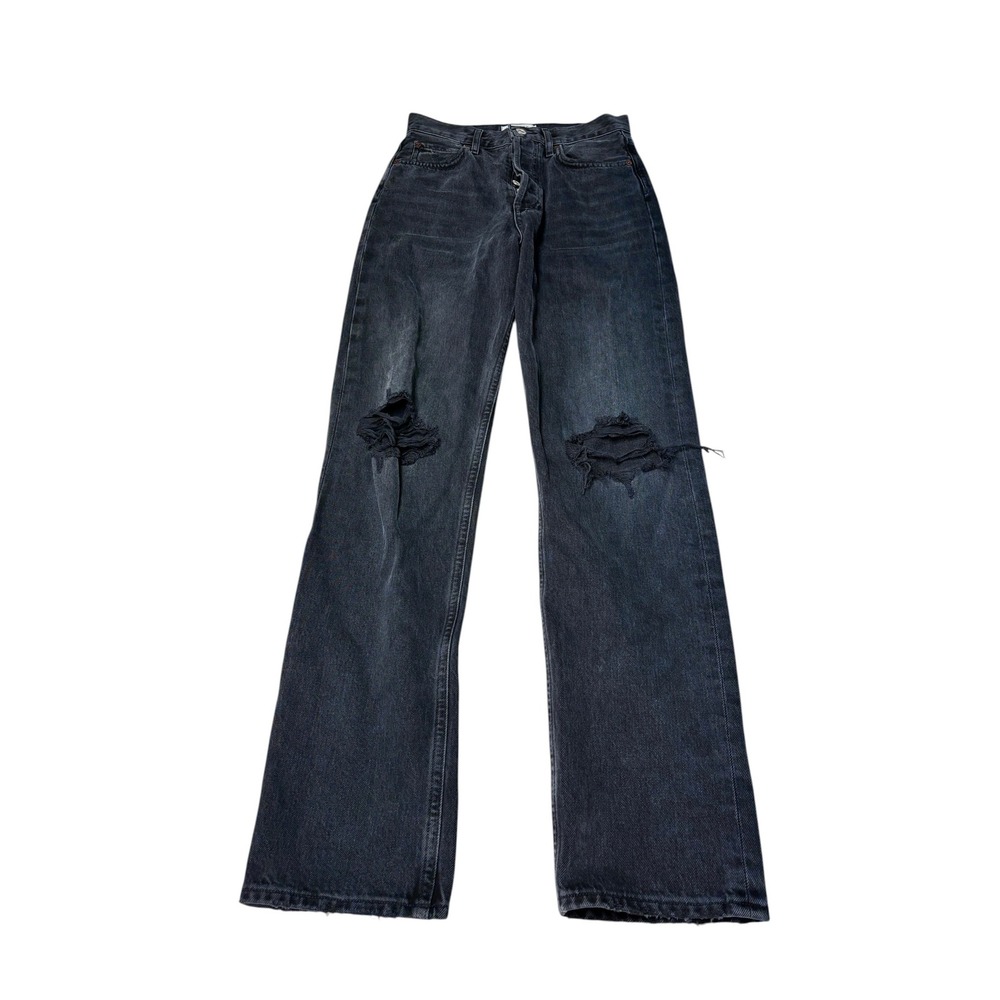 AGOLDE‎ 90s Pinch Waist HR Straight Howl Distressed Straight Jeans Black W24 L30